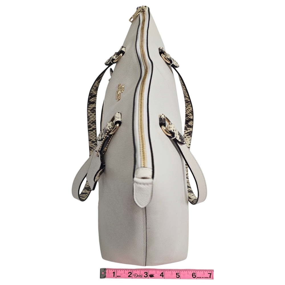 Coach Gallery Tote in White Crossgrain Leather Snake Embossed Details Bag Purse - Picture 9 of 10